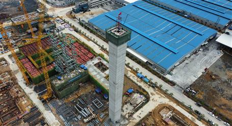 80米高煙囪、提前14天封頂！